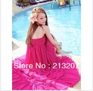 Free shipping!2013 Bohemia v waters edge resort and beach skirts hanging neck dress size thin straps full-length skirt of summer