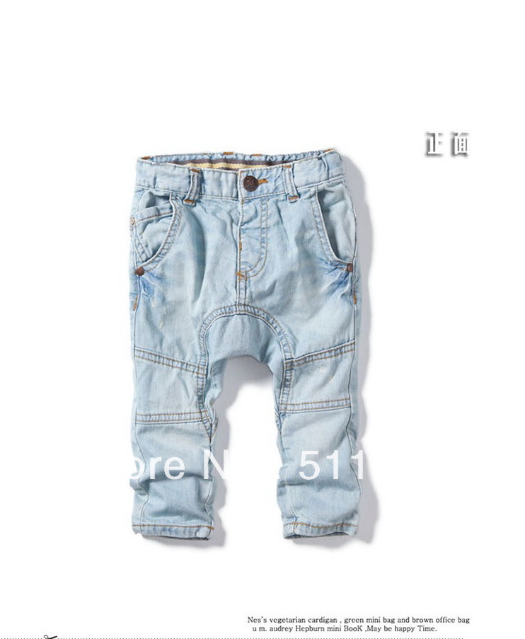 free shipping 2013 boys and girls jeans The cloth is washed jeans Baggy pants pp jeans Children's leisure trousers 5pcs/lot