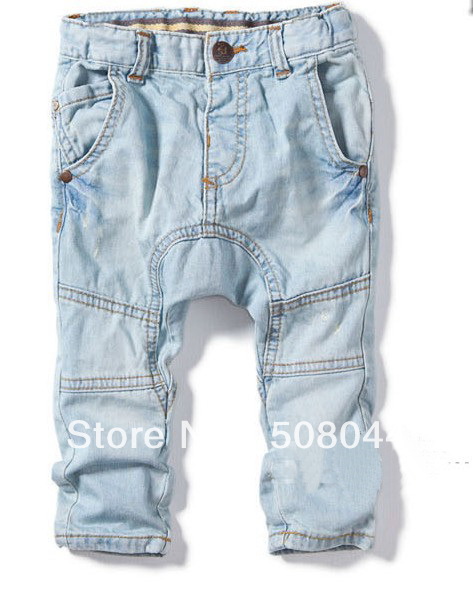 free shipping 2013 boys and girls jeans The cloth is washed jeans Baggy pants pp jeans Children's leisure trousers 5pcs/lot