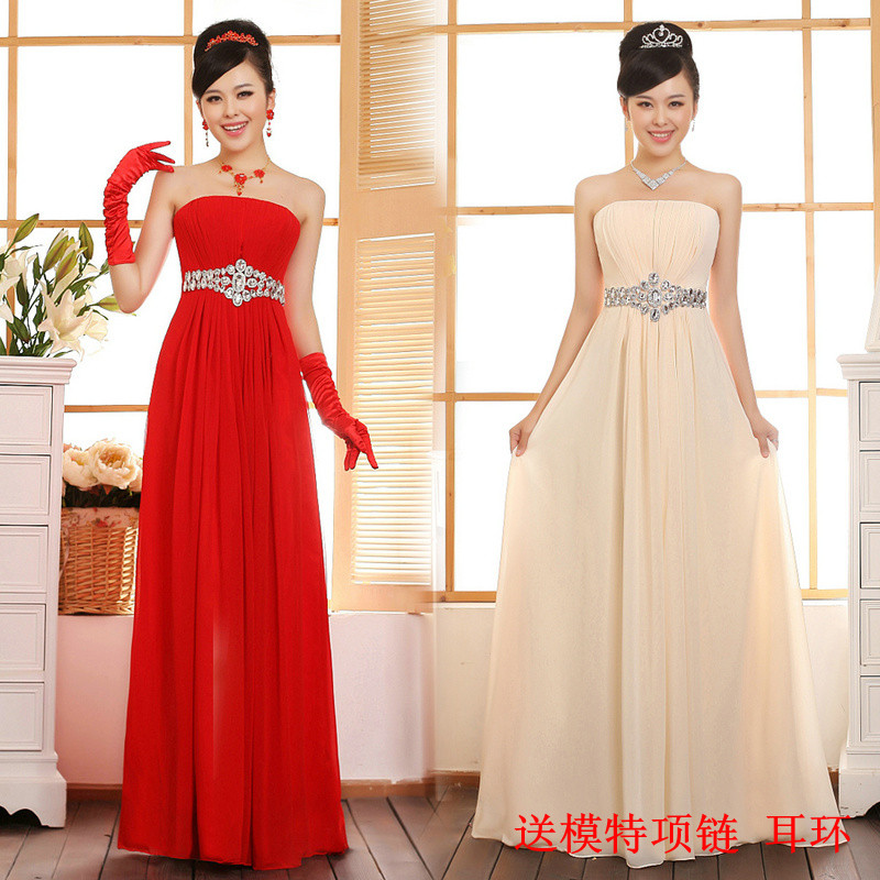 FREE SHIPPING 2013 bride tube top married long design formal dress