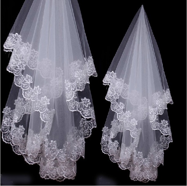 Free shipping 2013 bride wedding veil ultra long beige married lace veil multi-layer veil