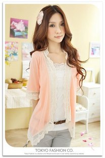 Free shipping 2013 C29 lace ruffle sleeve length knitted outerwear