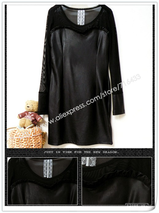 free shipping 2013 casual leather strapless apparel for women clothing Perspective leather short paragraph dress wly094 a