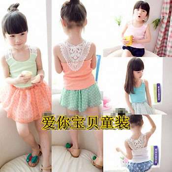 Free shipping 2013 children's clothing female child summer sleeveless T-shirt girl summer vest baby fashion princess shirt