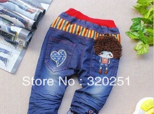 free shipping 2013 Children's clothing in spring 2013 new rib waist mouth girls jeans p476 of