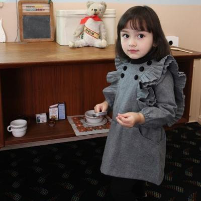 Free shipping 2013 children's spring clothing elegant female child woolen trench butterfly sleeve outerwear