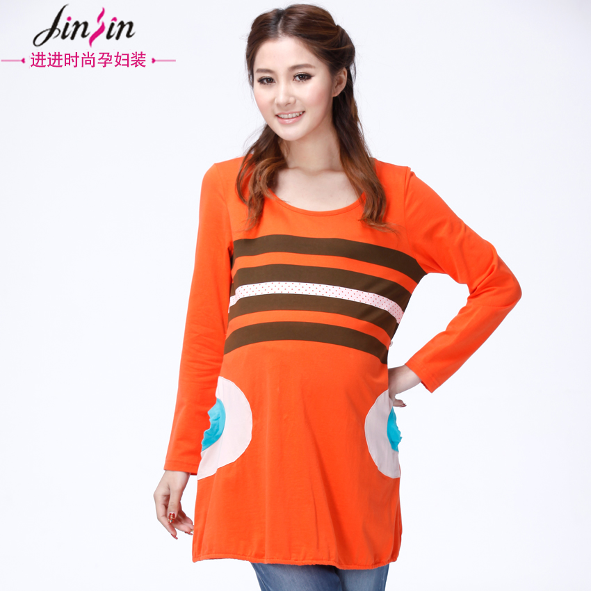 Free shipping 2013 cotton maternity clothing spring long-sleeve fashion maternity top
