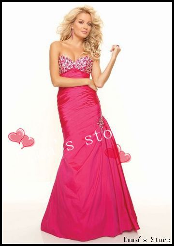 Free Shipping 2013 Custom Made Sparkle A-Line Sweetheart Floor Length Ruched Bodice Applique Pink Long Prom Gowns Dresses