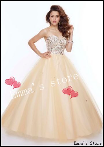 Free Shipping 2013 Custom Made Sparkle A-Line Sweetheart Floor Length Ruched Bodice Beaded Gold Long Prom Gown Dress