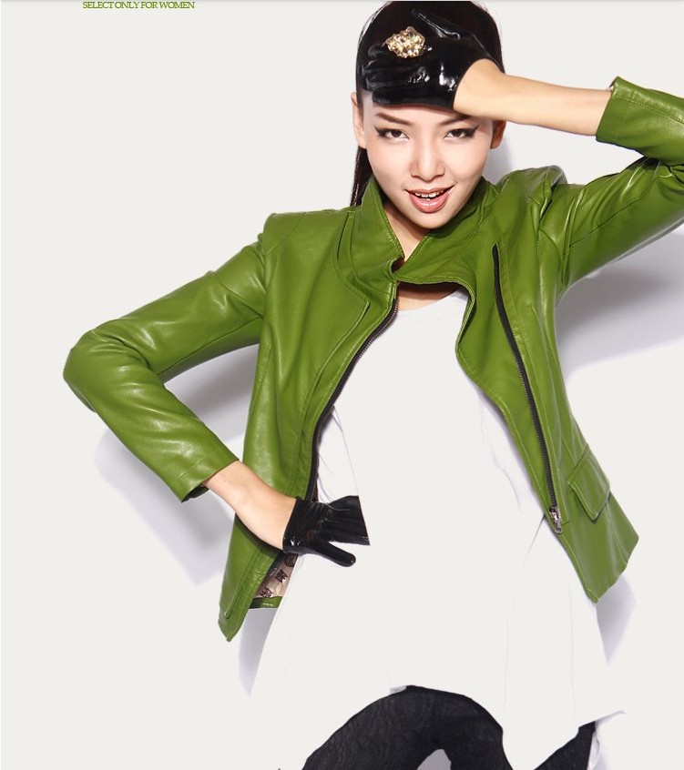 Free shipping!2013 early spring fashion Rivet women's genuine leather jacket     women motorcycle jacket coat