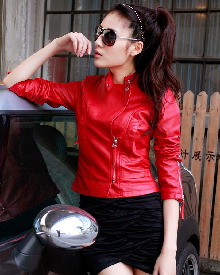 Free shipping!2013 early spring fashion women genuine leather jacket,women motorcycle jacket coat