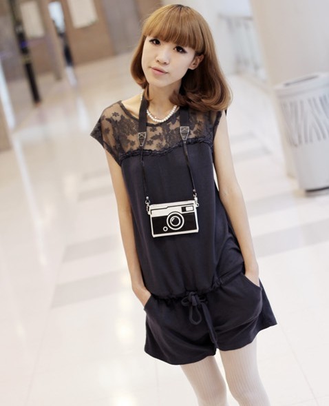 Free shipping 2013 factory price/hot sale/summer high quality fashion lace patchwork fashion jumpsuit