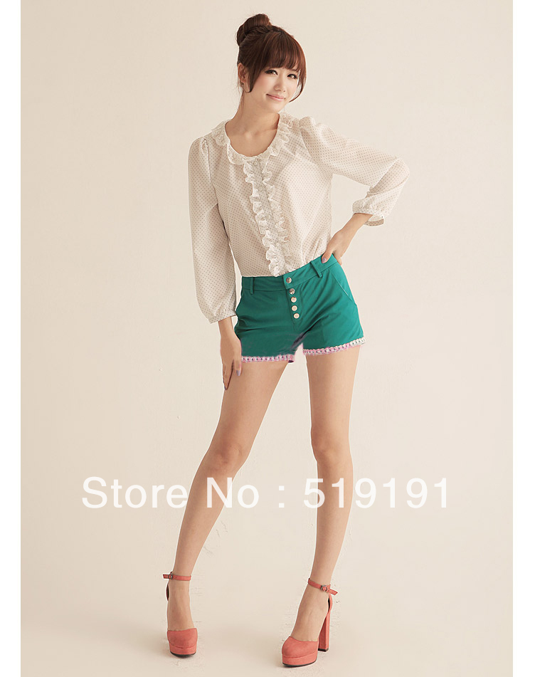 Free Shipping 2013 Fashion Korean Style Slim Plus Size Lace Patchwork  Shorts/Beach Shorts/Hot Short /2 Colors