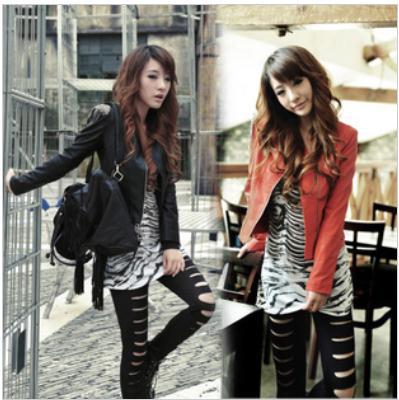 FREE SHIPPING/2013 fashion Mushroom short design small leather clothing women outerwear jacket motorcycle jacket,L-882