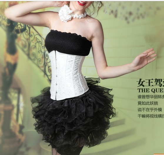 Free shipping 2013 Fashion New Sexy Lace up Steel Bustier G-String Corset Lingerie Underwear
