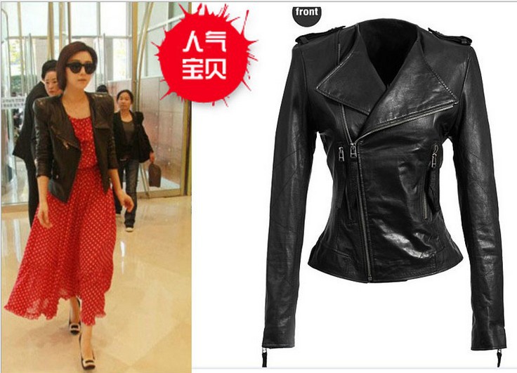 Free shipping 2013 Fashion New Women's Zipper PU Leather Jacket Lady Coat Outerwear Top Quality