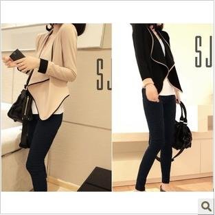 Free shipping/2013 fashion patchwork  long-sleeve pads loose short design outerwear,O-707