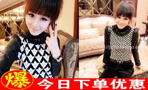 Free Shipping 2013 fashion sexy hip ol slim gentlewomen faux leather stand collar slim one-piece dress hot-selling