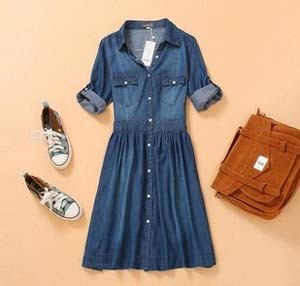 Free Shipping 2013 Fashion Summer Knee-length Dress Thin Blue Slim Jeans Women's Denim Casual Dress Plus size