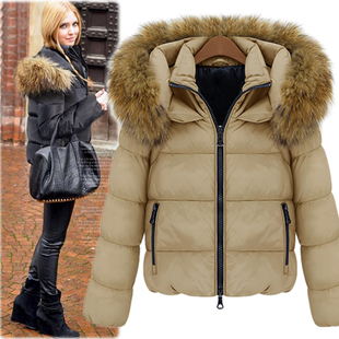Free Shipping 2013 fashion winter fashion thermal raccoon fur lantern sleeve short design push-up wadded jacket outerwear