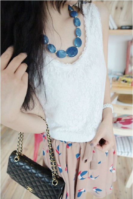 Free Shipping 2013 fashion woman Universal 7883 lace vest