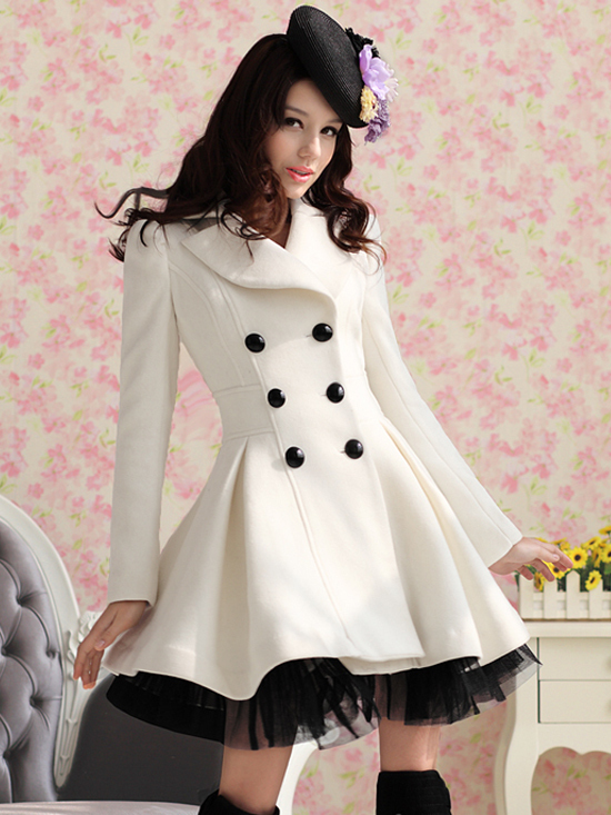 Free shipping 2013 Fashion Women Slim Wool Blend Trench Warm Coat Dress Jacket Double Breasted S M L XL
