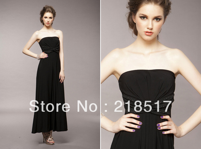 Free Shipping 2013 fashion Women Strapless Evening Dresses Party Cocktail Bridal Dress Formal Gowns Black D-200