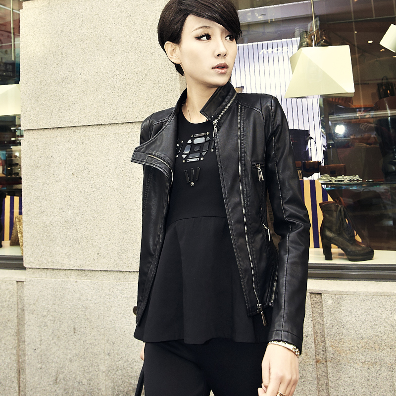 Free shipping 2013 fashion zipper motorcycle leather clothing outerwear 31g1027