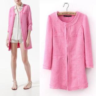 Free Shipping 2013 Female autumn new arrival fashion sweet pure pink long sleeve overcoat