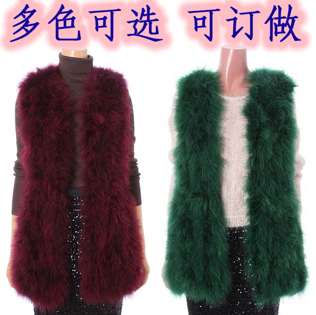 free shipping 2013 female ostrich fur wool cardigan vest short design medium-long vest waistcoat customize