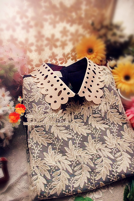 Free shipping 2013 flower lace flower sweet dream long-sleeve chiffon shirt