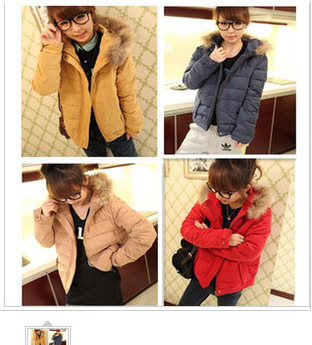 Free shipping  2013  fur collar chromophous flannelet cotton-padded jacket