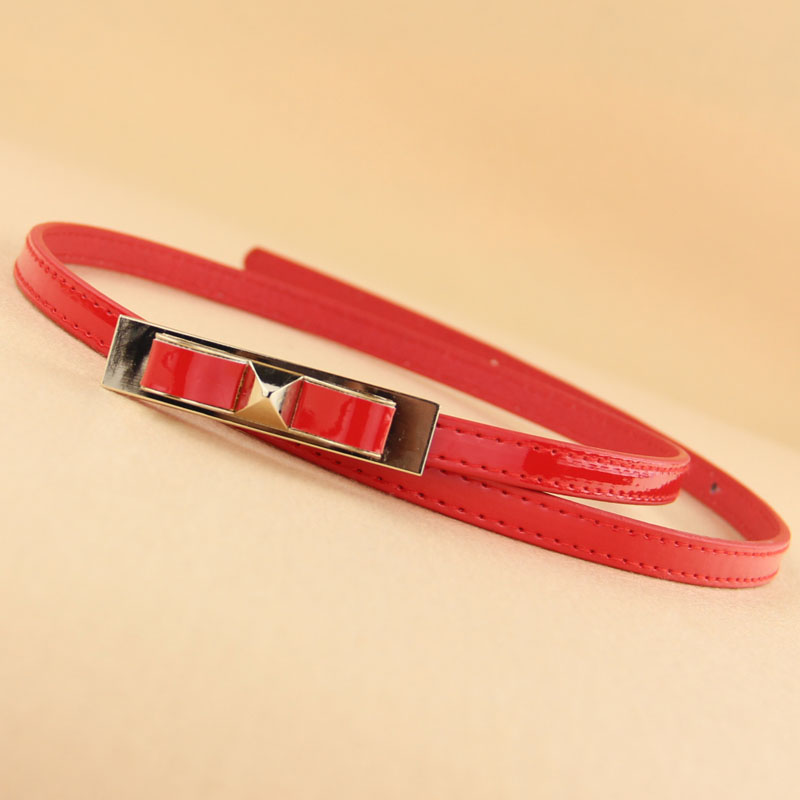 free shipping 2013 girdle waistband  bow japanned leather thin belt decoration belt all-match strap neon color belt