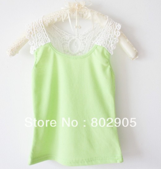 Free shipping 2013  Girl Hollow Out Beautiful Tanktops Summer Kid's Sleeveless shirt