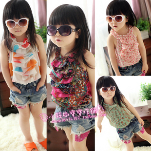 Free shipping 2013 girls clothing super thin all-match chiffon spaghetti strap top