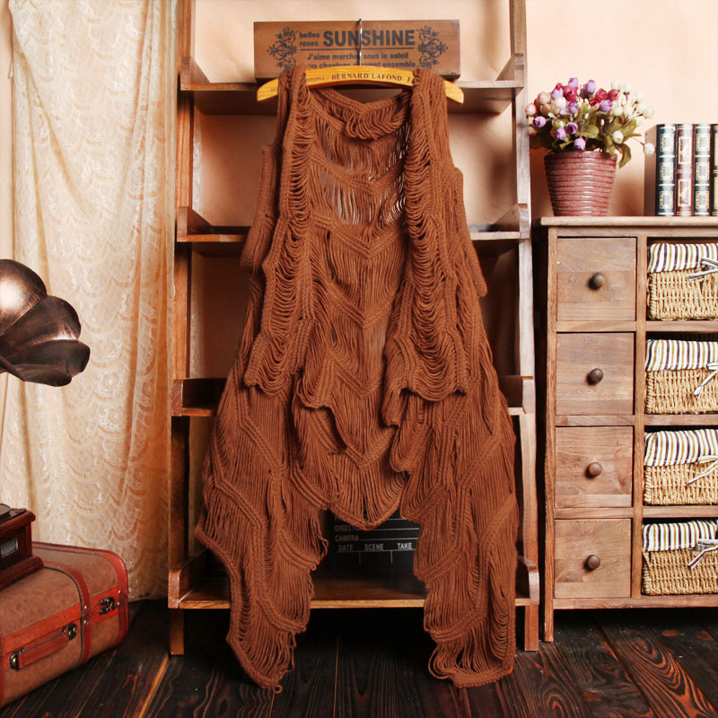 Free shipping 2013 Handmade crocheted irregular sleeveless yarn vest cape when the scarf i320-52