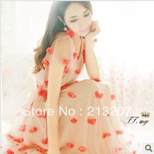 Free shipping !2013 Handmade flower elegant skirt chiffon dress Bohemia Beach skirt dress