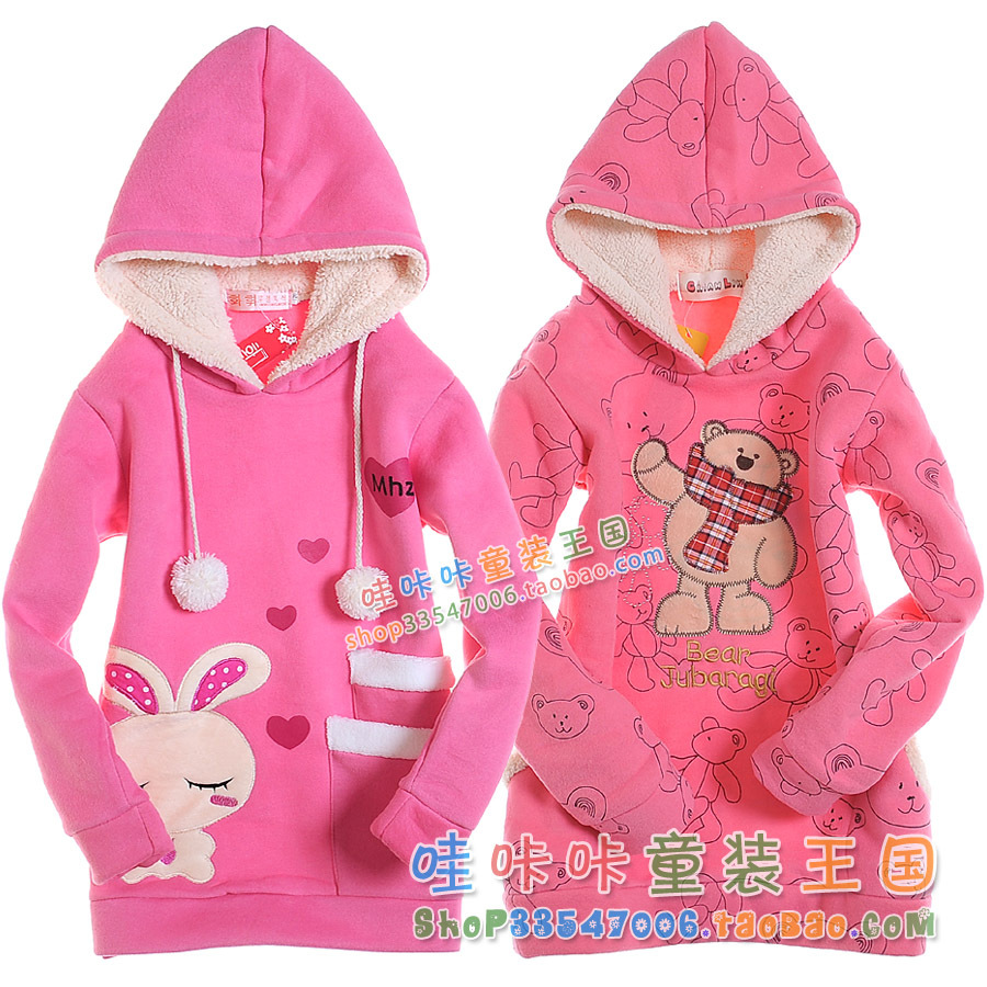 Free shipping 2013 hot item!New arrial girl's sweatshirt autumn and winter thickening plus velvet children's clothing