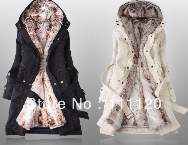Free Shipping 2013 Hot Lady Faux fur lining down women's winter warm long coat jacket with 2 colours