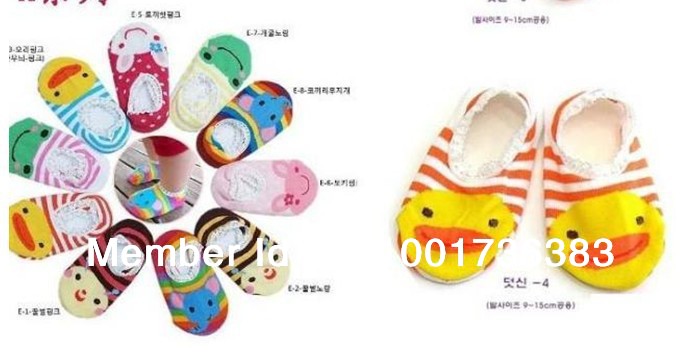 Free shipping 2013 hot sale 60 pairs/lot cartoon cotton multicolor socks, baby socks Baby slip socks