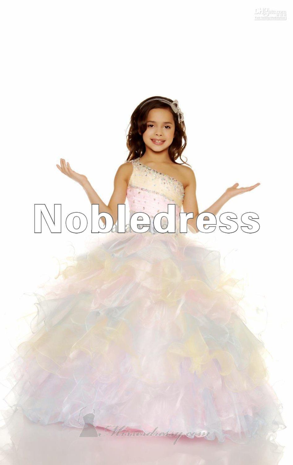 Free shipping 2013 Hot sale Fashion Designer Empire One shoulder Children dressess Anke length Beaded Flower Girl GM016