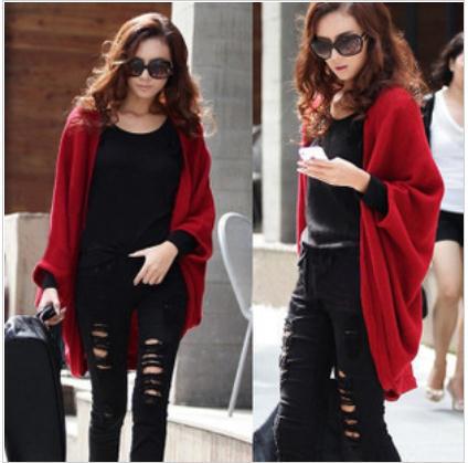 FREE SHIPPING/2013 Hot Sale Women Lady Loose Bat dolman Sleeve Knit Sweater Top Cardigan Shawl Cape, S-816