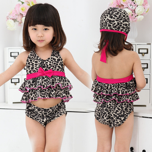 -free shipping!!!2013 hot sales child swimwear leopard print fashion style,female child swimwear, baby hot spring swimwear