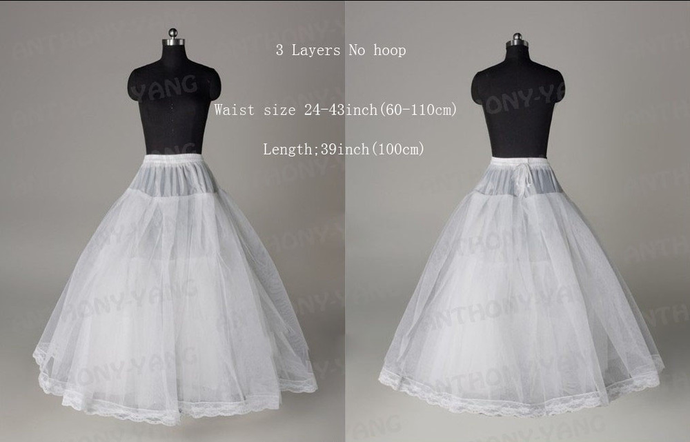 Free Shipping 2013 in stock 3 layer no hoop white wedding petticoat Adjustable Waist  bridal ball petticoat Wedding Accessories
