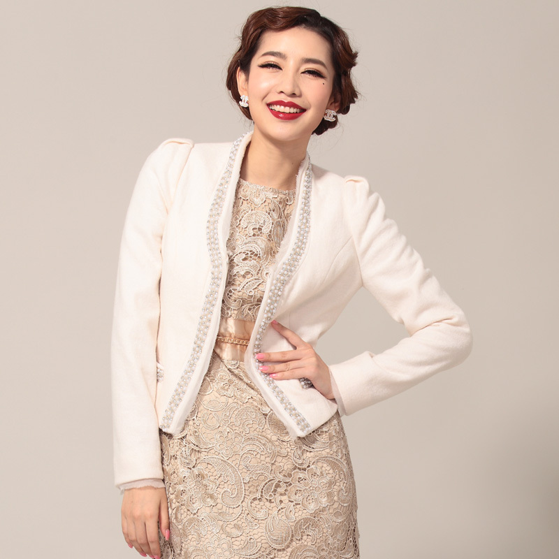 Free shipping 2013 jkv spring and autumn long-sleeve slim woolen coat female short New fashion