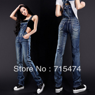 Free Shipping 2013 Jumpsuit For Women Pants denim Overalls High Quality Trousers Romper Casual Plus size Jeans Suspenders