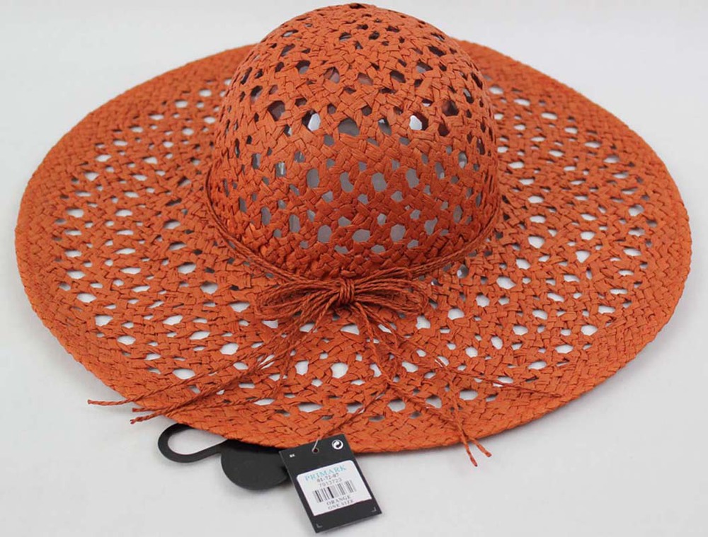 Free shipping 2013 Kaki big orange eaves wide edge hollow out a particular hand woven straw hat fashion female summer beach hat