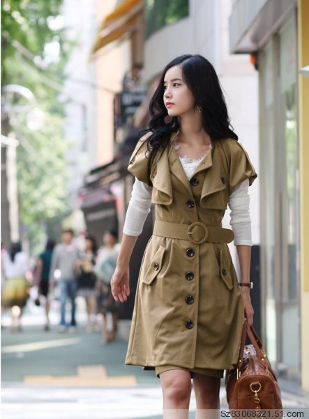 Free shipping 2013 Korean short-sleeved trench for women,thickening ladies long coat,free shipping  J312