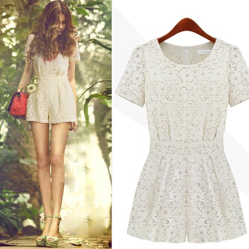 Free Shipping 2013 Lace fashion slim shorts short-sleeve fashion set jumpsuits JB121044