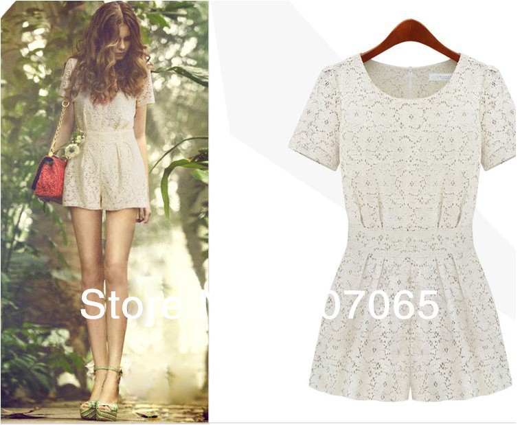 Free shipping 2013 lace sleeve jumpsuits overall,women shorts,women jumpsuits SIZE S,M,L XL